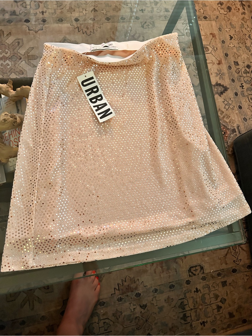 Urban Outfitters Reese Sparkly Pink Sequin Mini Skirt